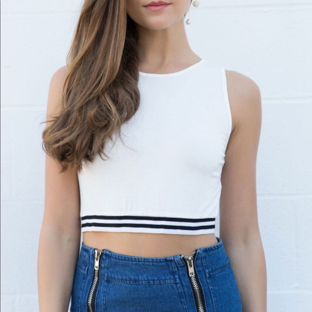 POL White Crop Top w/Elastic Band